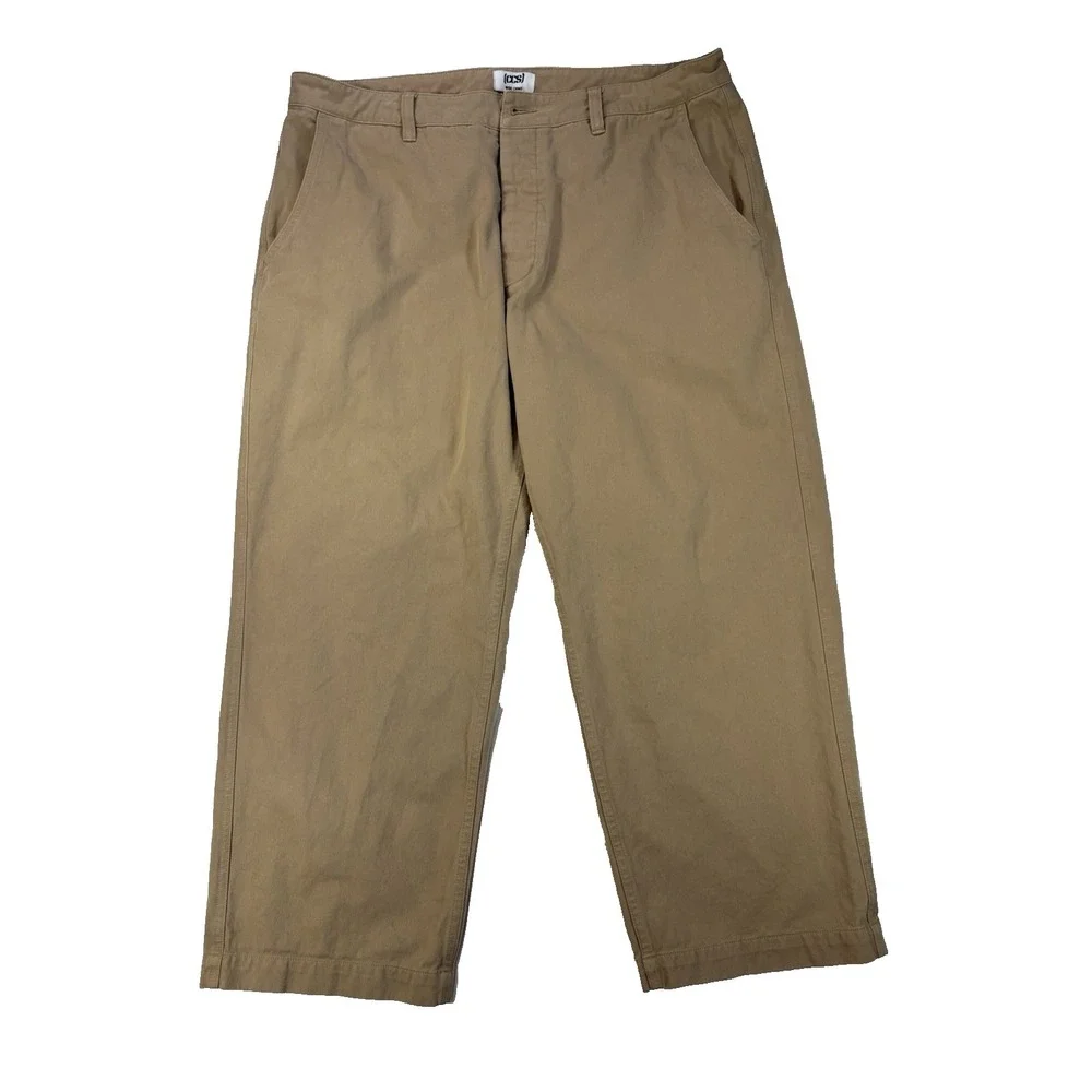 CCS Men's 38X29 Khaki Wide Leg Chino Pants Urban Streetwear Baggy Button Fly